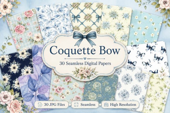 Download Coquette Bow Pattern Seamless Bundle - Bow pattern Collection