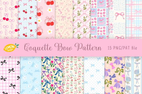 Download Coquette Bow Pattern Seamless Bundle - Bow pattern Collection