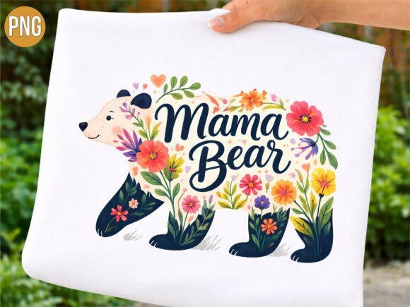 Download Mama Bear Floral Silhouette Pink PNG - Premium Resources